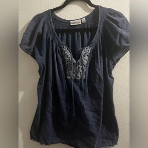 Women’s 1X navy blue peasant top plus size